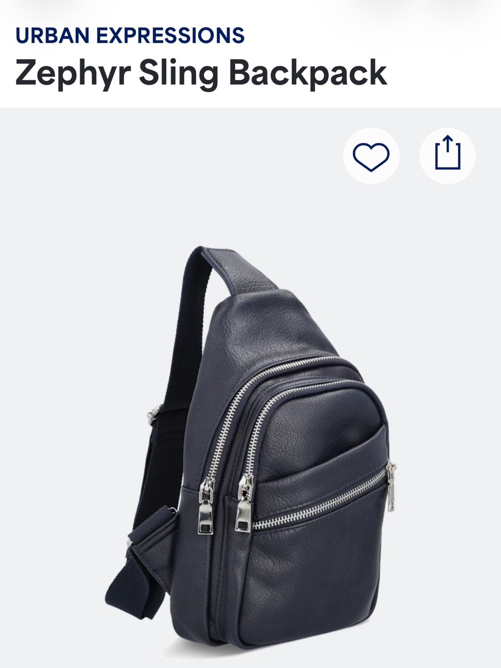 Urban Expressions Navy Blue Crossbody Sling Bag with Silver Hardware